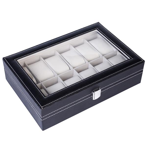12 Slot Leather Watch Box Display Case Jewelry Organizer For Men  Women