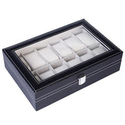 12 Slot Leather Watch Box Display Case Jewelry Organizer For Men  Women