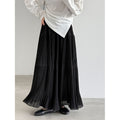 Soft Pleated Midi Skirt High Waist A-Line Tulle Layered Cake Skirt