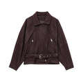Suede motorcycle wind belt belt jacket