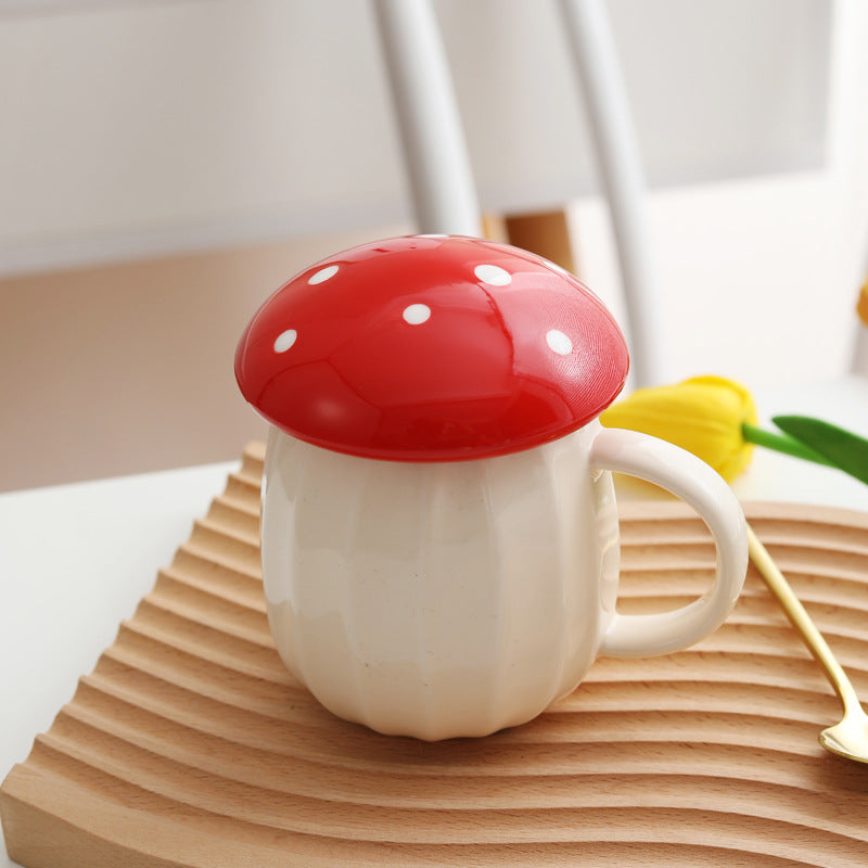 Creative Mushroom Mug  With Lid Coffee Mug Drinking Water Ceramic Mug