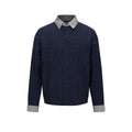 college-style patchwork collar cable-knit pullover sweater for men