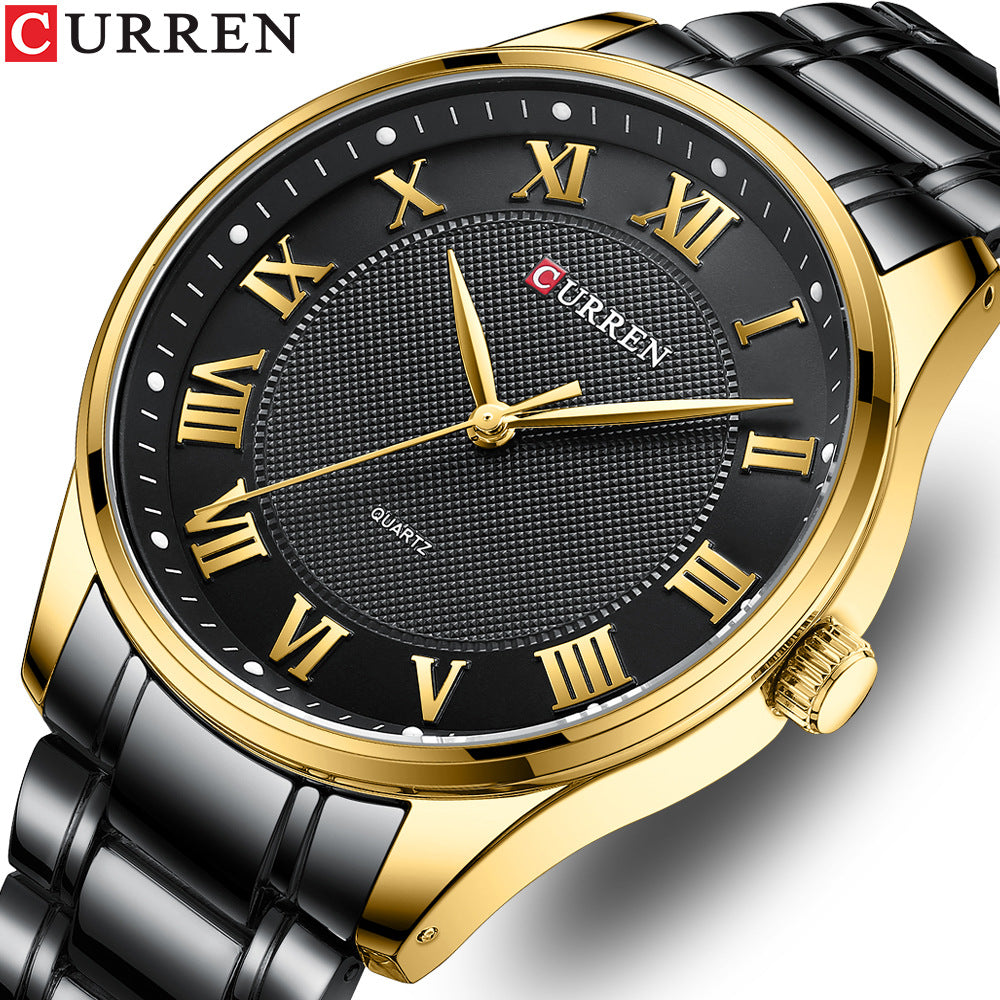 Men's Watch Business Steel Band Watch Fashion Casual Quartz Watch