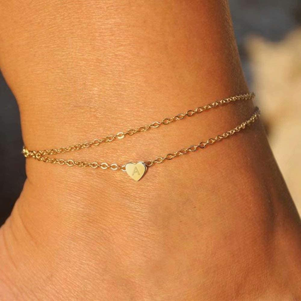 26 letters fashionable women's heart shaped anklet anklet