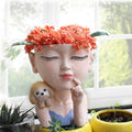 Creative resin succulent potted plant decoration for girl's puppy flower pot