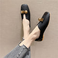 Retro square toe soft bottom flat beanie shoes for...