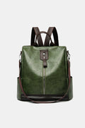 Cognac Faux Leather Backpack