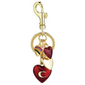 Metal keychain cute fruit set with diamonds apple keyring...