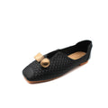 Retro square toe soft bottom flat beanie shoes for...