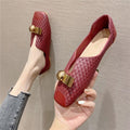 Retro square toe soft bottom flat beanie shoes for...