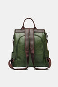 Cognac Faux Leather Backpack