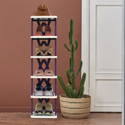 6 Tier Foldable Shoe Rack Vertical Shoe Organizer Narrow Shoe Rack For Small Spaces Space Saving Free Standing For Corner Entryway Hallway Bedroom 2 Color Options