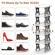 6 Tier Foldable Shoe Rack Vertical Shoe Organizer Narrow Shoe Rack For Small Spaces Space Saving Free Standing For Corner Entryway Hallway Bedroom 2 Color Options