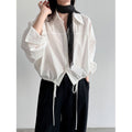 Drawstring Hem Loose Fit Shirt for Women