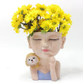 Creative resin succulent potted plant decoration for girl's puppy flower pot