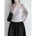 Wool Faux Two-Piece Long Sleeve Basic Top for Women...