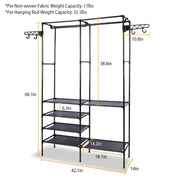 1Pc Metal Garment Rack Shoe Clothing Organizer Shelves Freestanding Multifunctional Clothes Wardrobe