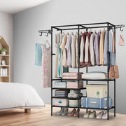 1Pc Metal Garment Rack Shoe Clothing Organizer Shelves Freestanding Multifunctional Clothes Wardrobe