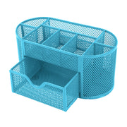 1Pc Metal Mesh Pencil Holders Desk Organizer With 9 Compartment Pen Holder Storage