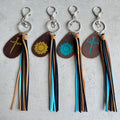 Crazy Horse Skin Keychain Texture Hot Gold Sunflower Cross...