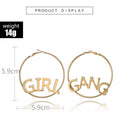 Bohemian Geometric Round Earring GIRL GANG LEtter Carving Pendant...