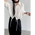 Drawstring Hem Loose Fit Shirt for Women