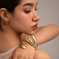 Metal style temperament niche versatile bracelet Bracelet irregular opening...