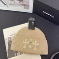 Knitted Hat with Cross Design Warm Ear Protection Beanie