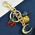 Metal keychain cute fruit set with diamonds apple keyring...