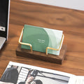 Walnut Brass Business Card Holder Wooden Business Card Holder...