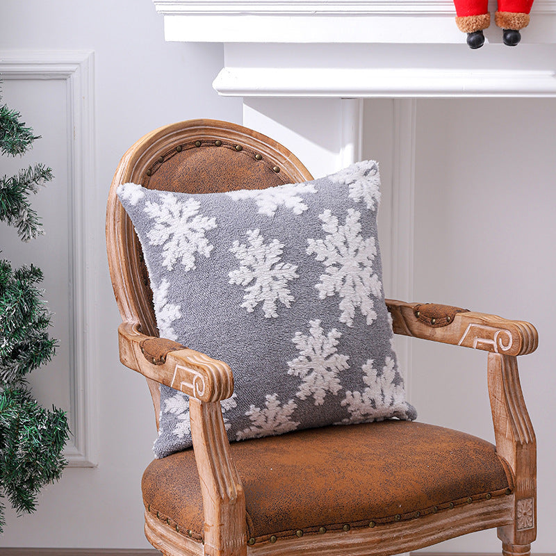 Christmas Snowflake Pillow Creative Pillow Set Holiday Living Room Bedhead Pillow Set (excluding pillow core)