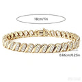 Spring Hook Cuban Chain Bracelet Copper Gold Plated Zircon...