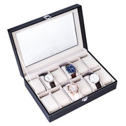 12 Slot Leather Watch Box Display Case Jewelry Organizer For Men  Women