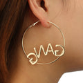 Bohemian Geometric Round Earring GIRL GANG LEtter Carving Pendant...