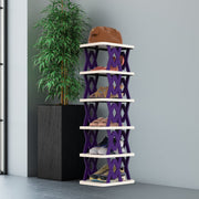 6 Tier Foldable Shoe Rack Vertical Shoe Organizer Narrow Shoe Rack For Small Spaces Space Saving Free Standing For Corner Entryway Hallway Bedroom 2 Color Options
