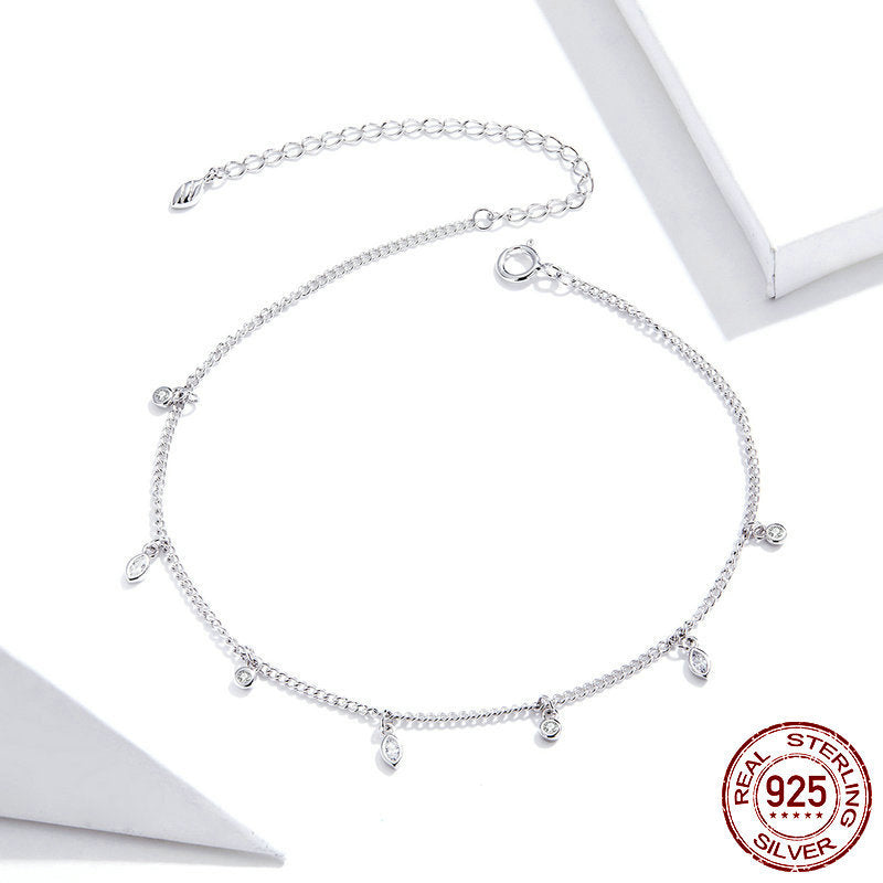 Tassel anklet pure silver S925 girls' jewelry anklet