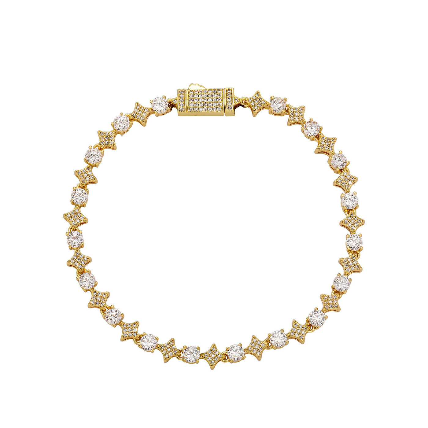 4MM Tennis Chain, 6MM Copper Zirconia Star Hip-hop Necklace, 8MM Starburst Bracelet Anklet, Factory