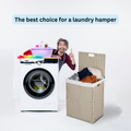 Laundry Hamper With Lid PE Rattan Powder Coating Frame...