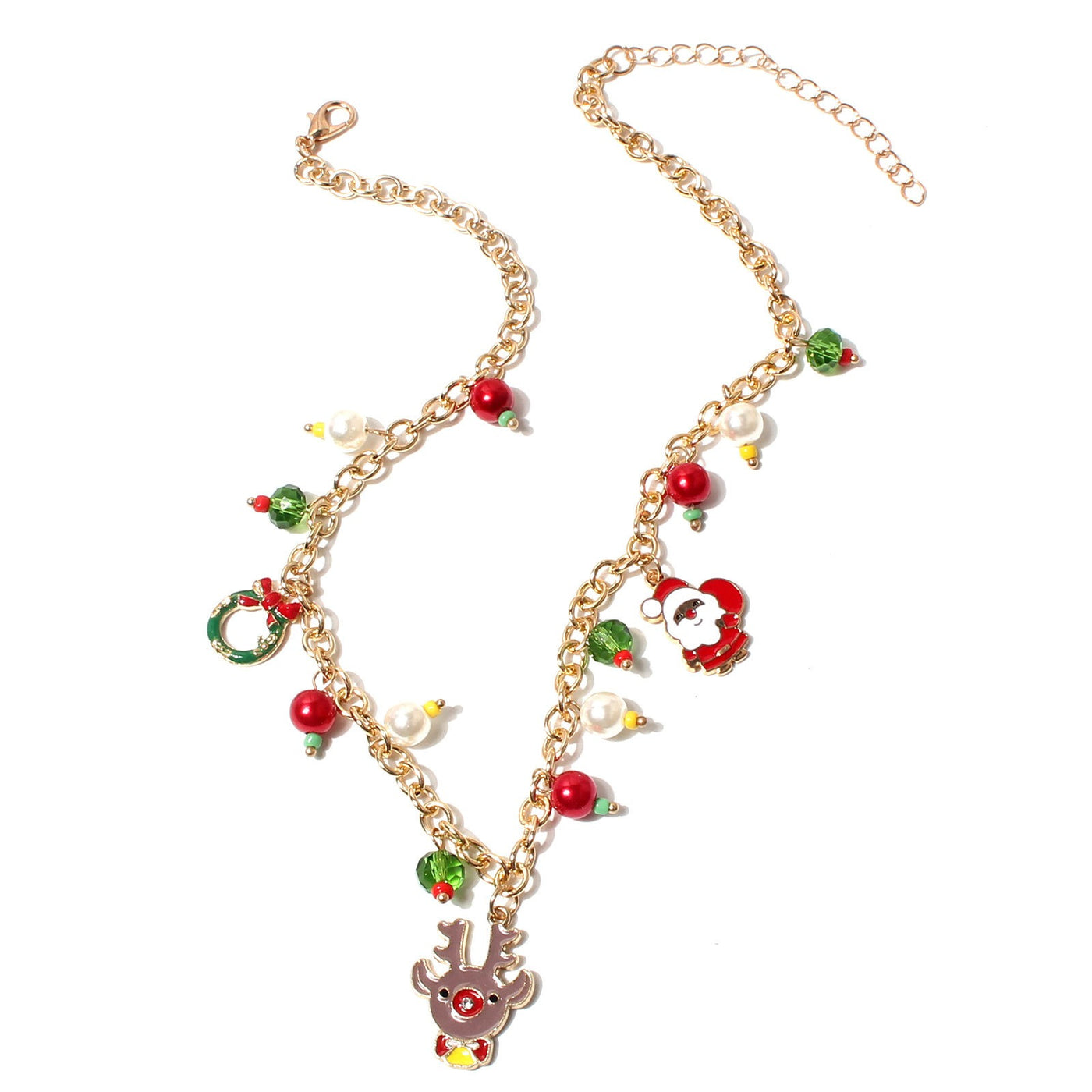 Holiday Necklace Colorful Pearl Christmas Necklace Ornaments