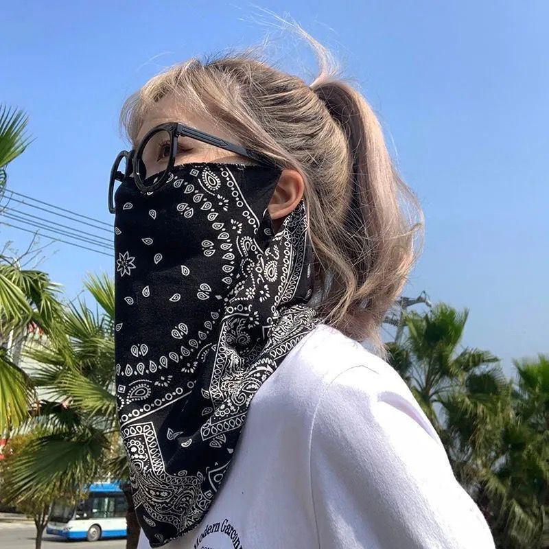 Sunscreen Mask Female Full Face UV Protection Ice Silk Face Mask Washable Sunshade Mask