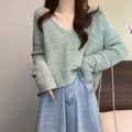 Women's Short V-Neck Knit Top
