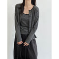 Striped Long Sleeve Cardigan + Matching Color Camisole Set...