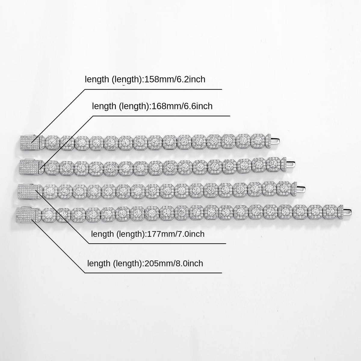 Fashion Trendy Ice Sugar Chain Cuban Chain Ice Sugar Link 5A Zircon Tennis Bracelet Flip Cover Men's Trendy Bracelet