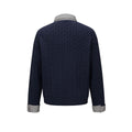 college-style patchwork collar cable-knit pullover sweater for men