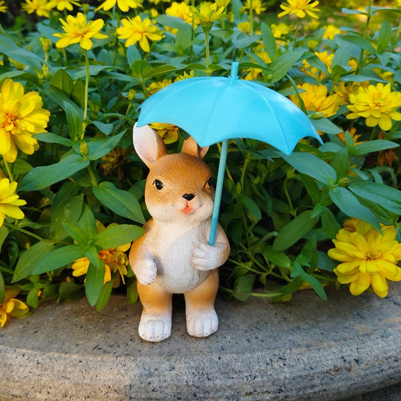 Garden bunny umbrella animal ornament