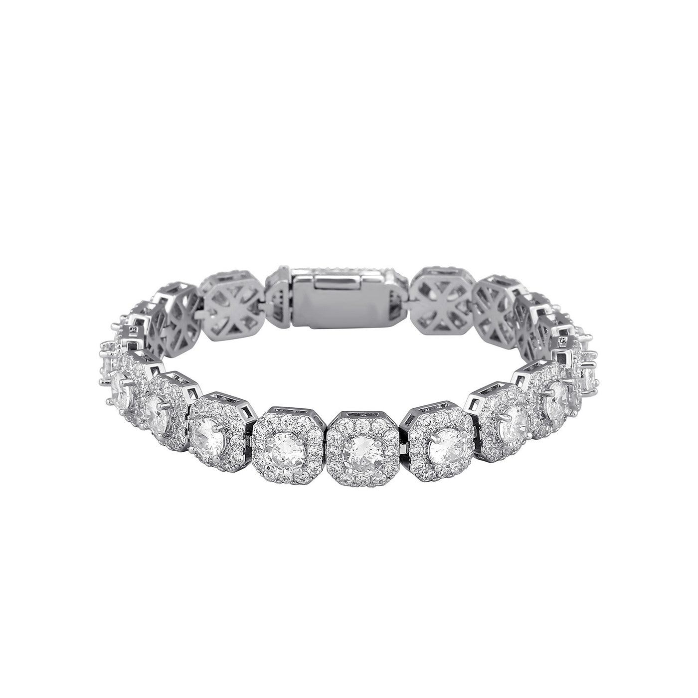 Fashion Trendy Ice Sugar Chain Cuban Chain Ice Sugar Link 5A Zircon Tennis Bracelet Flip Cover Men's Trendy Bracelet