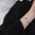 Sterling silver bracelet minimalist wave bracelet Mobius open bracelet...