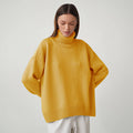 Versatile solid color high neck pullover sweater