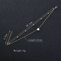 Double layered love beach anklet women's retro peach heart anklet