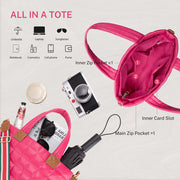Puffer Tote Bag For Women With Zipper, Quilted Puffy Bag Lightweight Crossbody Hobo Padded Handbag With Strap-Rose
